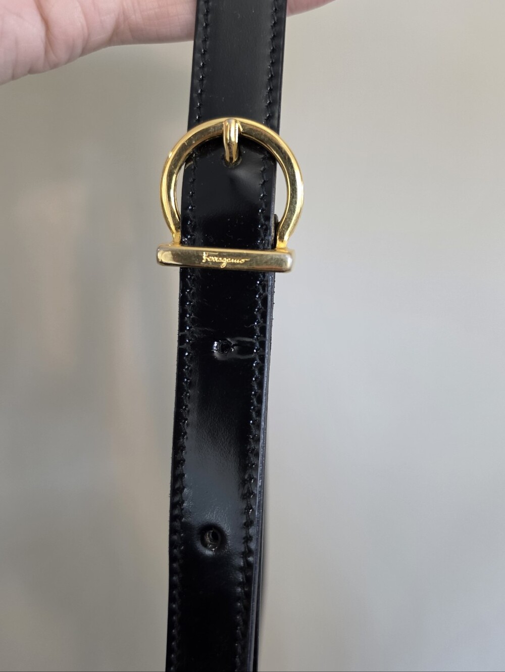 Ferragamo Wanda Black Patent Top-Handle handbag with strap - Picture 11 of 15